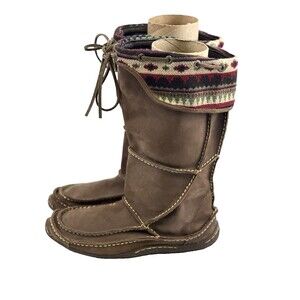 Durango Santa Fe Tall Moccasin Boot PullOn Knee Brown Leather Flat RD065 Women 9